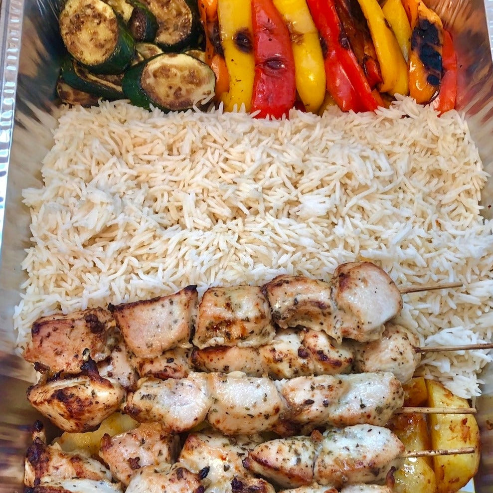 Athenian Chicken Souvlaki Platter
